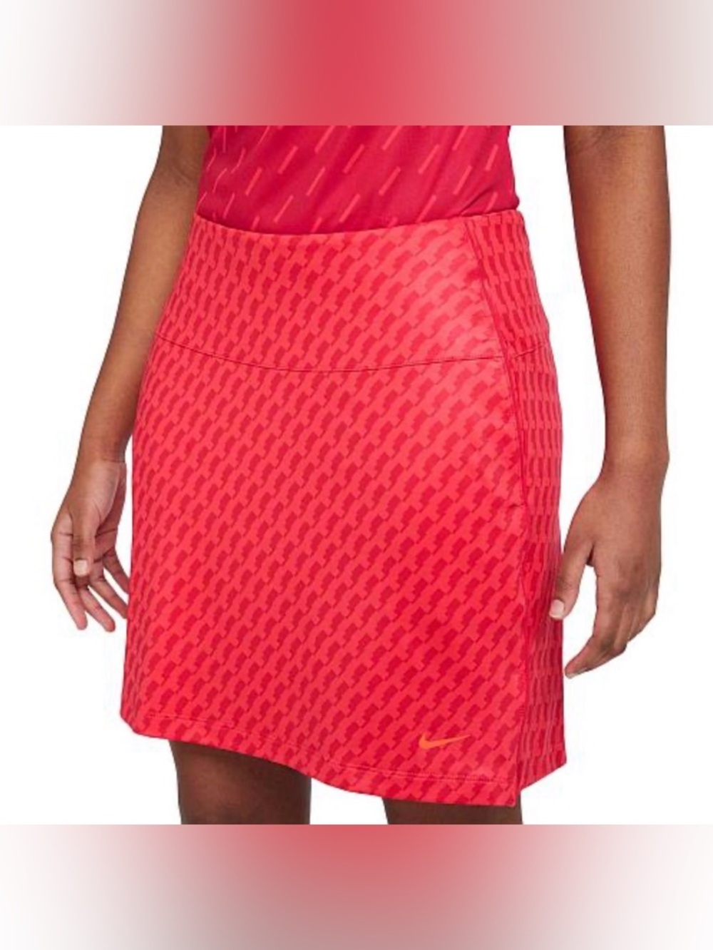 Nike Women's Coral Red Patterned Tennis/ Gym Skirt
